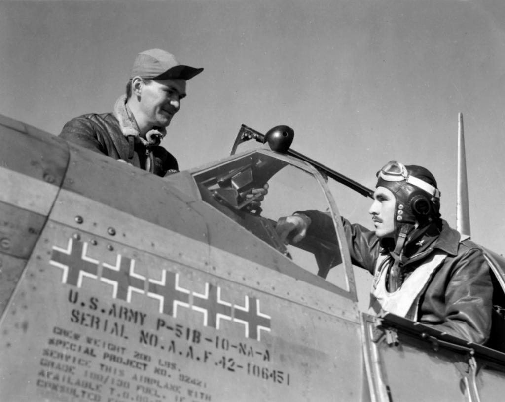 3. George Preddy in his P-51B 42-106451 'Cripes A' Mighty 2nd' with 5 kill crosses Apr 1944