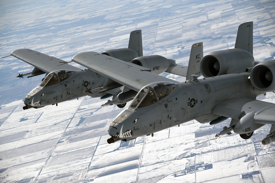 A-10Cs of the 303rd Fighter Squadron in formation near Whiteman AFB, Missouri. Marks has been with the 303rd for well over a decade, surpassing the 6,000 and 7,000 flying hours marks and making multiple combat deployment to Afghanistan with the squadron. (U.S. Air Force photo via DVIDs)