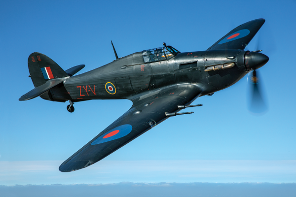 Hawker Hurricane Mk IIC PZ865 of the Royal Air Force Battle of Britain Memorial Flight (BBMF) is now painted to represent an all-black, cannon-armed, night-fighter/intruder of 247 Squadron RAF. (Photo by John Dibbs/Facebook.com/theplanepicture)