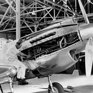 Work of art. The P-40 nose cowlings around the Allison engine can only be described as beautiful engineering. An early P-40B is seen here at the Curtiss factory prior to paint. (Photo courtesy of John Dibbs/Facebook.com/theplanepicture)