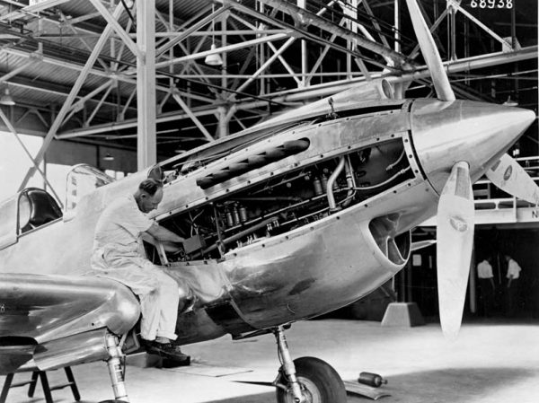 Work of art. The P-40 nose cowlings around the Allison engine can only be described as beautiful engineering. An early P-40B is seen here at the Curtiss factory prior to paint. (Photo courtesy of John Dibbs/Facebook.com/theplanepicture)